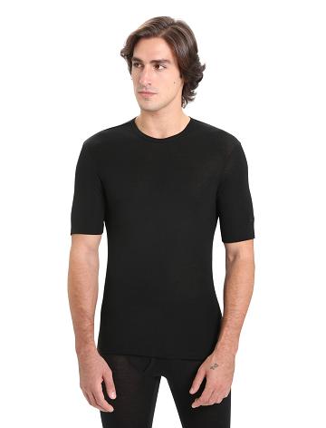 Black Icebreaker Merino 175 Everyday Short Sleeve Crewe Thermal Top Men's Base Layers | AU 1378HAPK